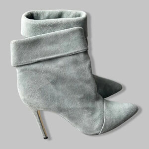 STEVE MADDEN Pilar Gray Suede Fold  Over Heeled Boots